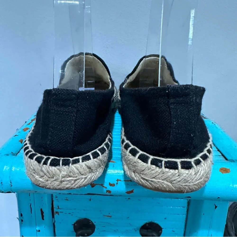 Soludos Jason Polan Gold Embroidered Wink Espadrille Black Size 8